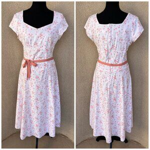Vintage 1990s Pink Floral Sweetheart Dress